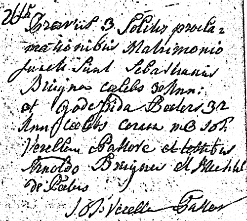 Scan of Marriage record of Sebastianus Bruijnen and Godefrida Peeters - 26 April 1792