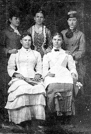 Picture of Hester Rebecca Mortgrage with 4 friends @1885