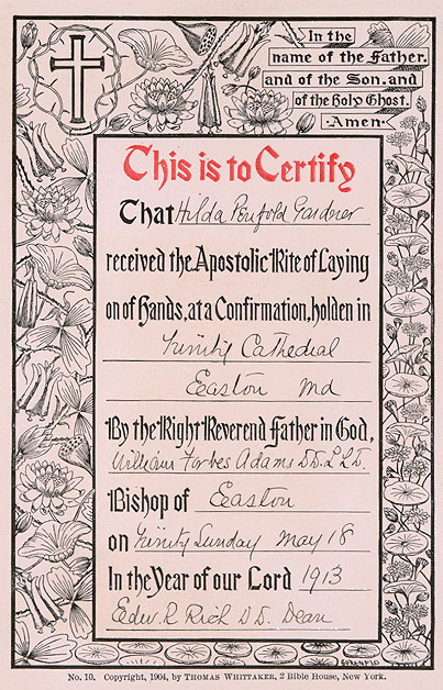 Scan of Confirmation Certificate of Hilda Penfold Gardner