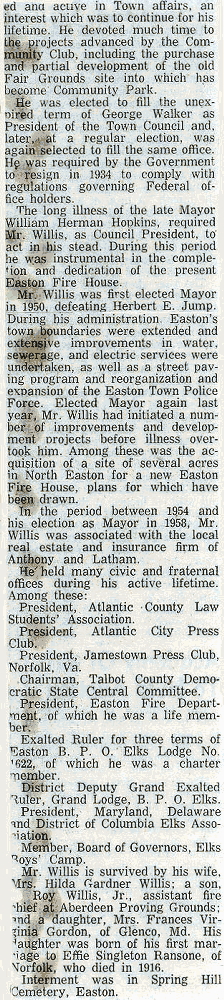 Newsclipping of Tribute to Mayor L. Roy Willis, page 3