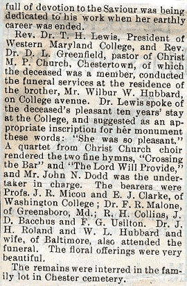 Newsclipping of obituary of Anna Hubbard Watts continued