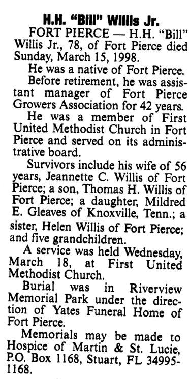 Newsclipping of obituary of Bill Willis continued