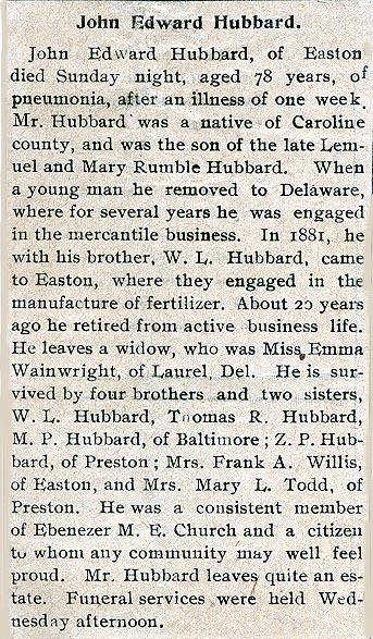 Newsclipping of obituary of John Edward Hubbard continued