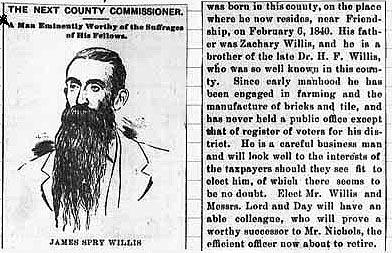 Newsclipping of James Spry Willis election