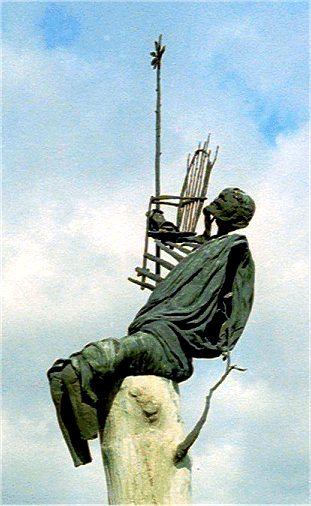 Close up of the Sculpture of Christoffel by Knippenberg at Broekhuizen, Limburg, Netherlands