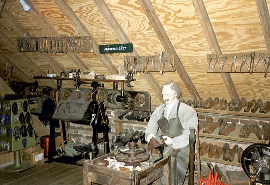 Picture of a shoemaker and his tools taken at the De Locht Museum in Melderslo, Limburg, Netherlands.