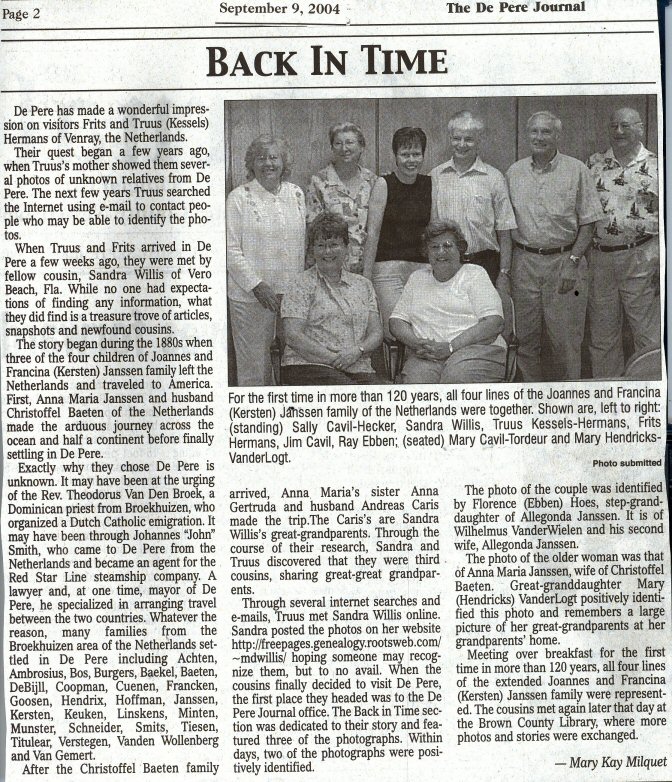 Newspaper article that appeared September 9, 2004
