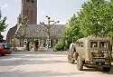 Picture of an historic military vehicle of the USA in the market square in Lottum, Limburg, Netherlands