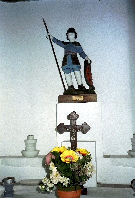 Picture of the replica of the statue of Saint Quirinus in the Quirinus Chapel in  Lottum, Limburg, Netherlands