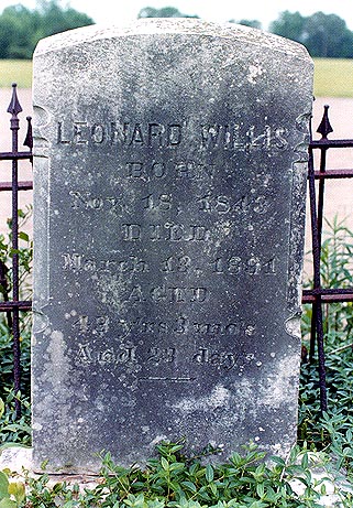 Picture of tombstone of Leonard Willis