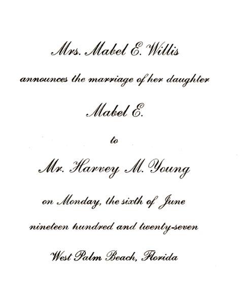 Newsclipping of wedding of Mabel E. Willis to Harvey E. Young