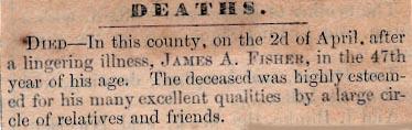 Newsclipping of obituary of James A. Fisher