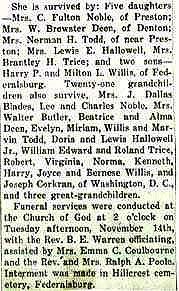 Newsclipping of obituary of Mary S. Willis continued