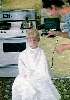 Picture of William 'Billy' Willis Arnold getting a haircut, age 4, Grand Turk Island, Turks and Caicos Islands BWI