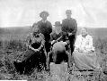 Picture of Richard P. Willis, Francis A. Willis, and Sarah E. Willis outside Hydro, OK about 1906/7